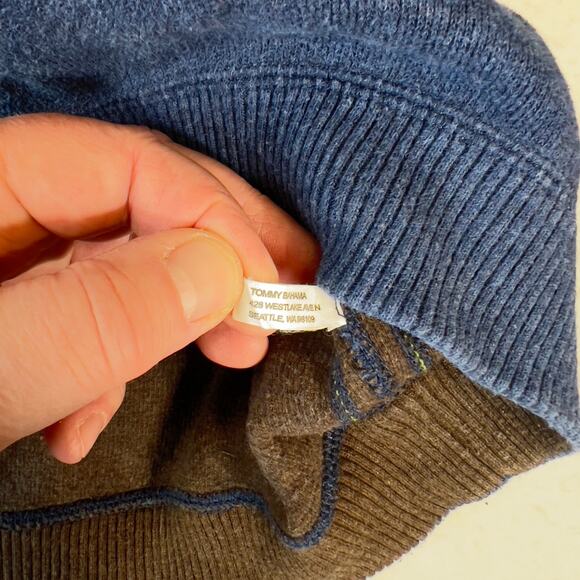 Tommy Bahama 1/4 Zip Men's XL High Neck Sweater Reversible Blue & Brown Contrast - Picture 4 of 13